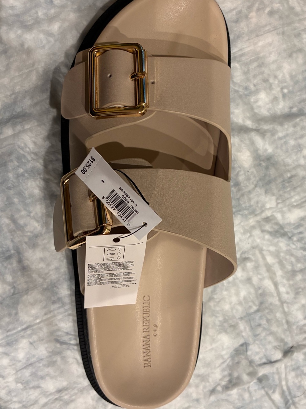 Banana Republic Beige Double-Buckle Slide Sandals